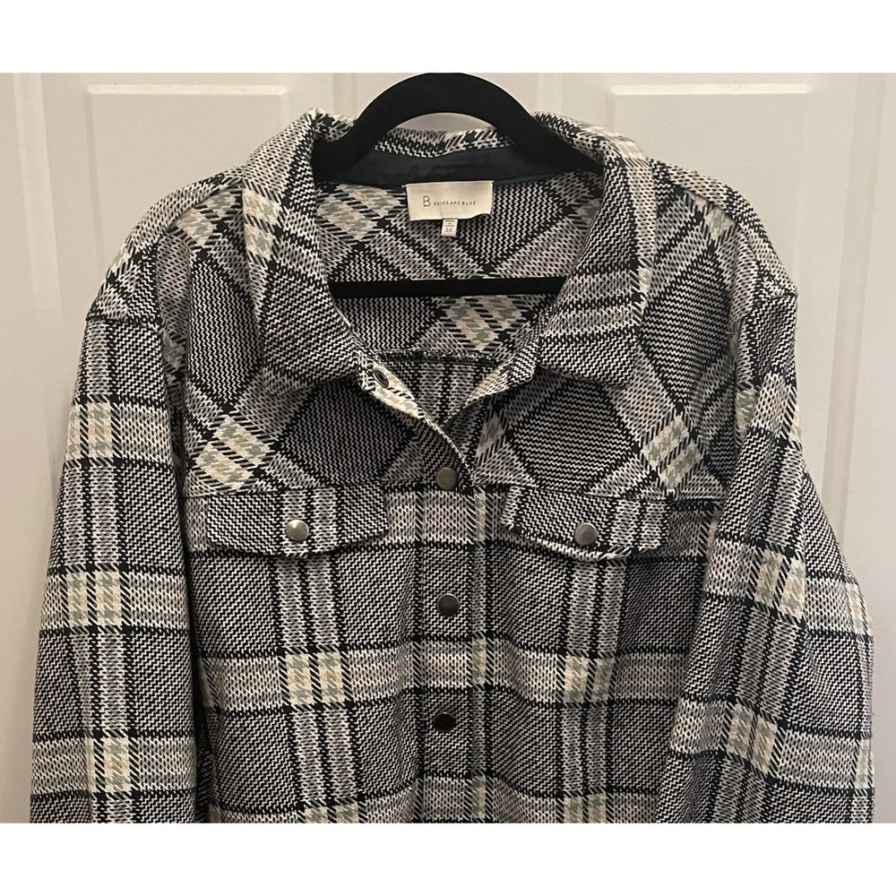 Skies Are Blue Green Plaid Jacket Shacket Pockets Womens 3X Forest Outdoors